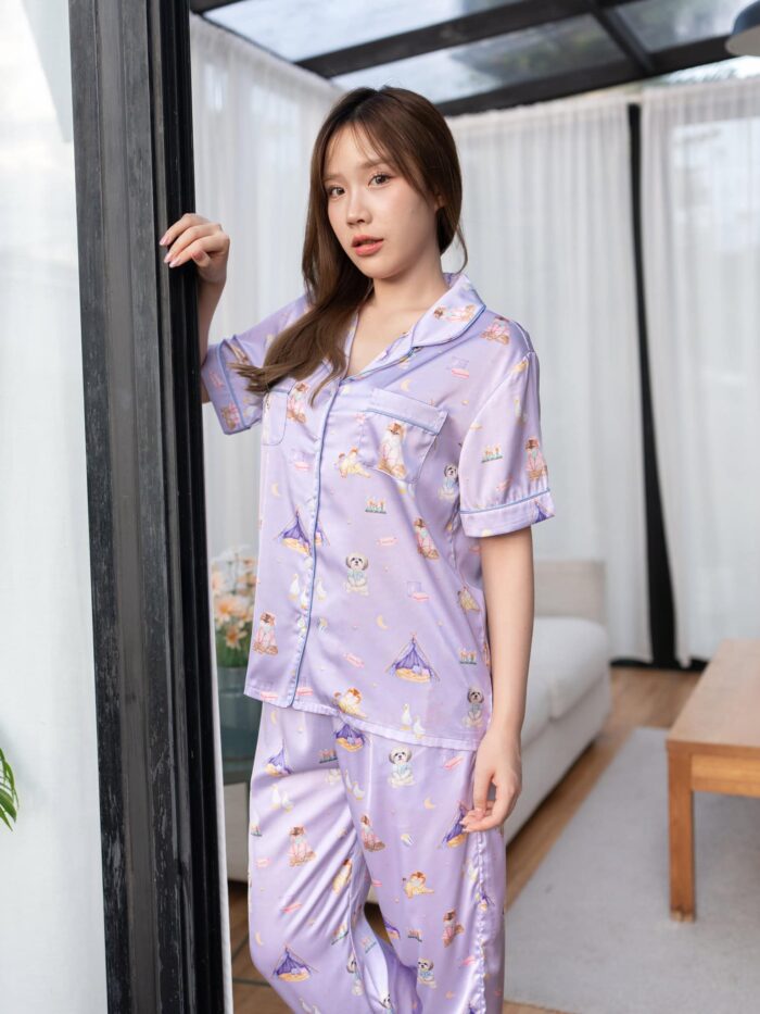 ชุดนอน LovelyNight แขนสั้น-ขายาว Buaykhem Gang D80