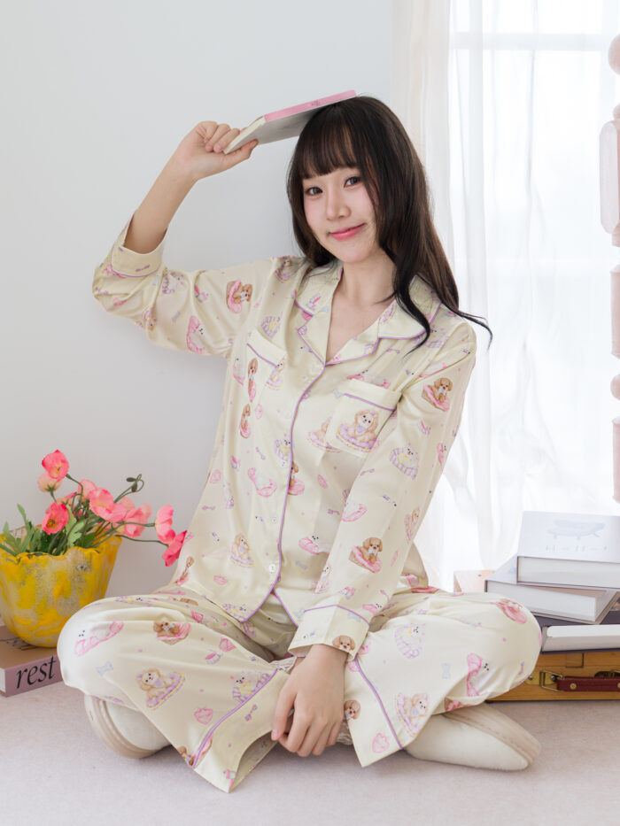 ชุดนอน LovelyNight แขนยาว-ขายาว Toy Puppy Yellow B33
