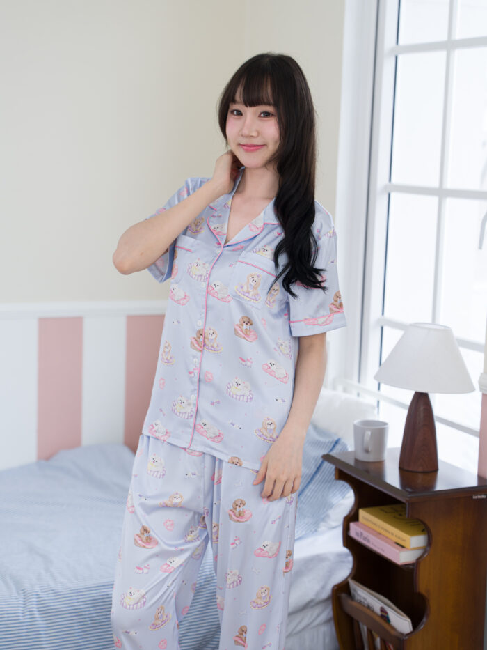 ชุดนอน LovelyNight แขนสั้น-ขายาว Toy Puppy Light Blue D33
