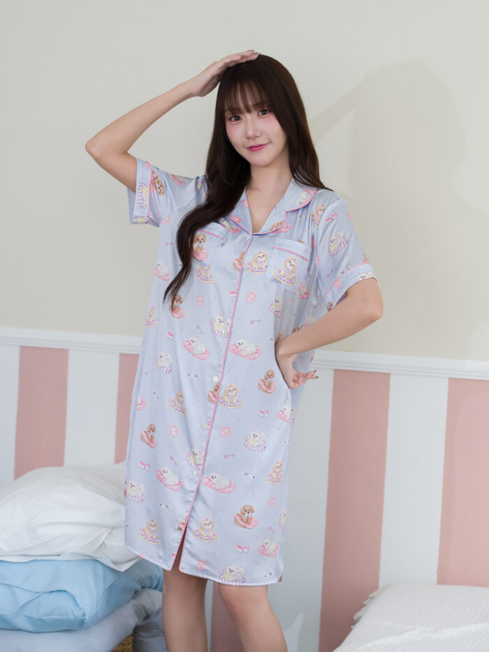 ชุดนอน LovelyNight กระโปรง Toy Puppy Light Blue C33