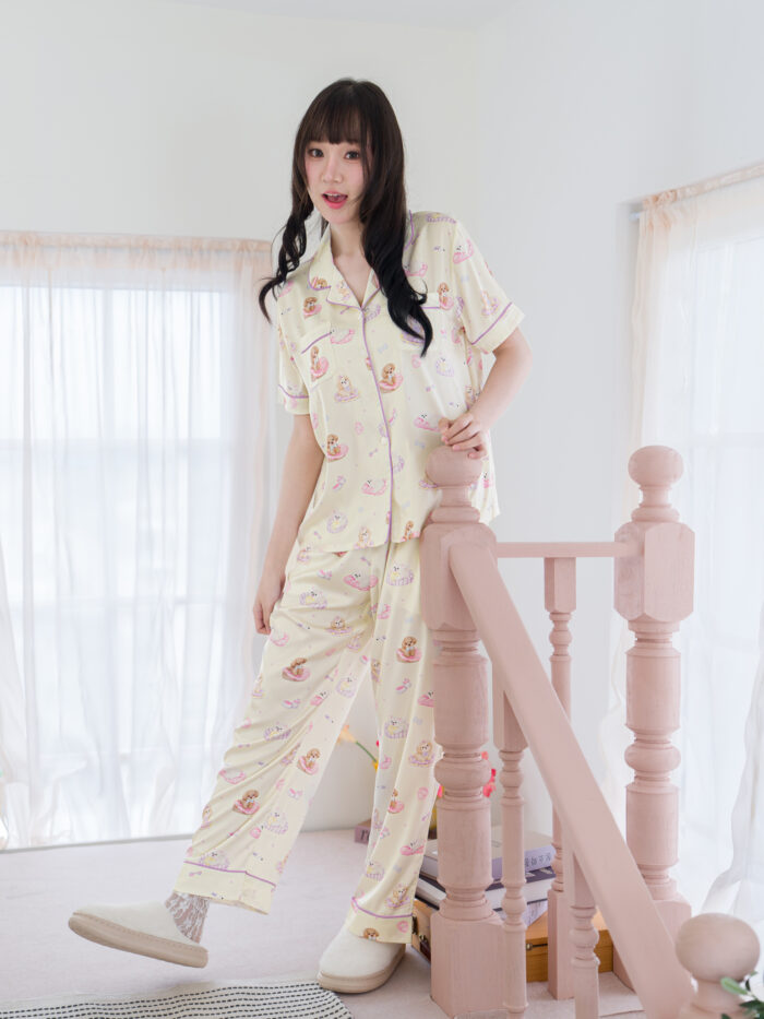 ชุดนอน LovelyNight แขนสั้น-ขายาว Toy Puppy Yellow D33